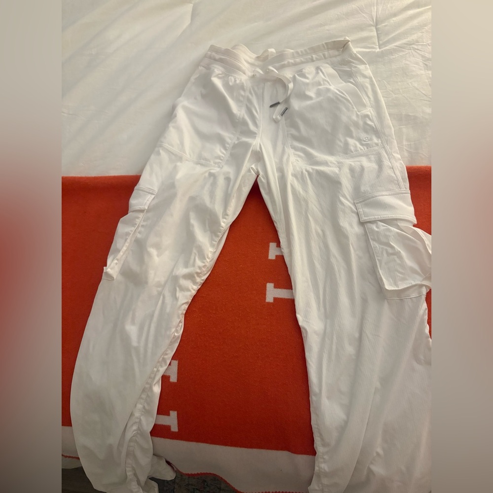 Women's White Cargo Track Joggers